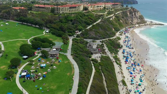 Aerial view of Salt Creek beach and the Ritz Carlton, over looking the Pacific Ocean, Dana Point California