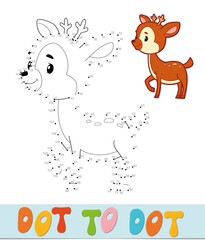 Plakat Dot to dot puzzle. Connect dots game. deer vector illustration