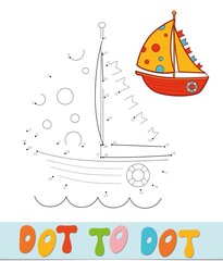 Dot to dot puzzle. Connect dots game. boat vector illustration