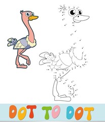 Dot to dot puzzle. Connect dots game. ostrich vector illustration