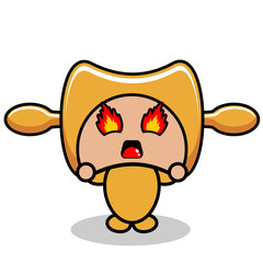 vector cartoon cute rolling pin mascot costume cooking tool character with angry expression