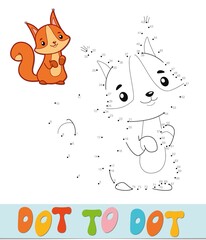 Dot to dot puzzle. Connect dots game. squirrel vector illustration