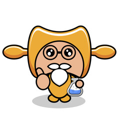cartoon vector character cute rolling pin mascot costume cooking tool professor