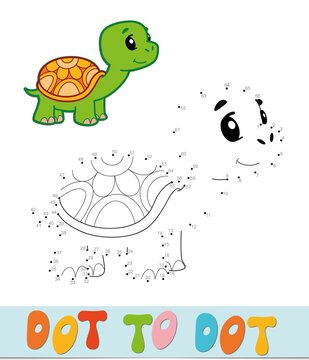 Dot to dot puzzle. Connect dots game. turtle vector illustration