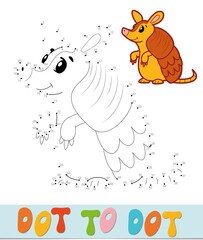 Dot to dot puzzle. Connect dots game. armadillo vector illustration