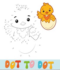 Dot to dot puzzle. Connect dots game. chick vector illustration