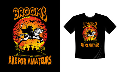 Halloween Night Horse Broom t-shirt design template 2021 2022. Happy Halloween t-shirt design template easy to print all-purpose for men, women, and children