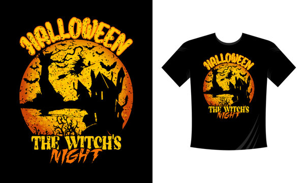 Halloween the witch s night. Halloween 2020 t-shirt design template. Happy Halloween t-shirt design template easy to print all-purpose for man, women, and children