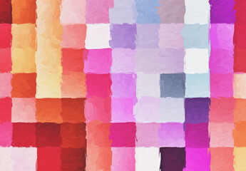 Colorful abstract mosaic with a rough texture background. Colored square pattern background. Picture for creative wallpaper or design art work. Backdrop have copy space for text.