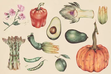 Poster Hand drawn vegetable pattern illustration © Rawpixel.com