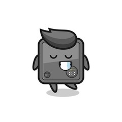 safe box cartoon illustration with a shy expression