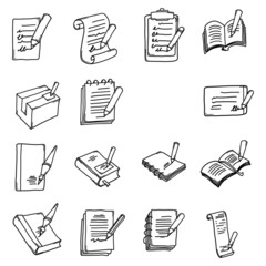 Write Doodle vector icon set. Drawing sketch illustration hand drawn line eps10