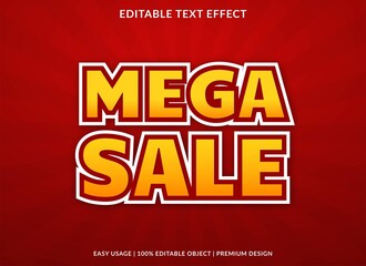 mega sale text effect editable template with abstract style use for business brand and logo