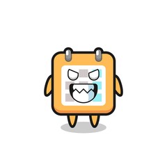 evil expression of the calendar cute mascot character