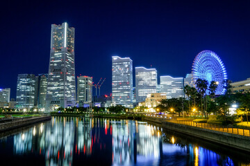 Naklejka premium 神奈川県横浜市みなとみらいの夜景