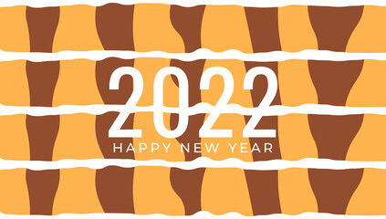2022, happy new year vector. number 2022, tiger skin motif or pattern. black orange color. for design element, calendar, background, banner, greeting card. flat cartoon style. vector design