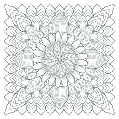 Decorative Doodle flowers in black and white for coloring page, cover, wedding invitation, greeting card, wall art and wallpaper. Hand drawn sketch for adult anti stress coloring page.-vector 