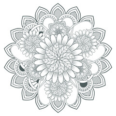 Decorative Doodle flowers in black and white for coloring page, cover, wedding invitation, greeting card, wall art and wallpaper. Hand drawn sketch for adult anti stress coloring page.-vector 