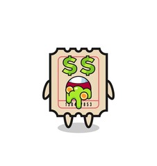 ticket character with an expression of crazy about money