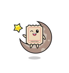 illustration of ticket cartoon sitting on the half moon