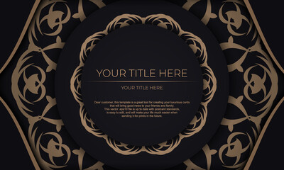 Vector Print-ready invitation design with vintage ornaments. Black template banner with luxury ornaments for your design.