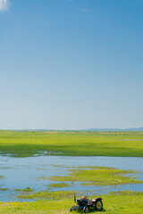 The grassland landscape in Hulun Buir, Inner Mongolia, China, summer time.