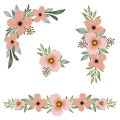 arrangement peach floral watercolor for greeting and wedding card