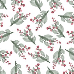seamless pattern of red wildflower 