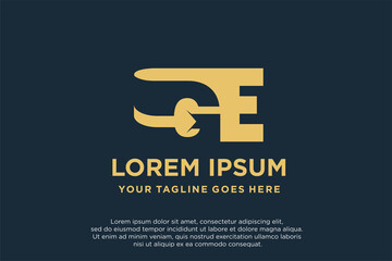 Obraz premium logotype combination letter G and E with arrow monogram logo concept and letter mark style usable logo design illustration for business. industry. technology web icon design element