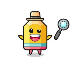 illustration of the pencil mascot as a detective who manages to solve a case