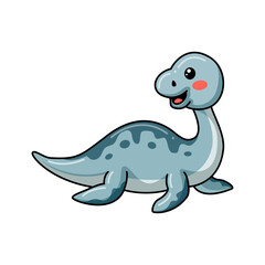 Cute little elasmosaurus dinosaur cartoon