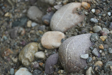 Stone image in forest with small images