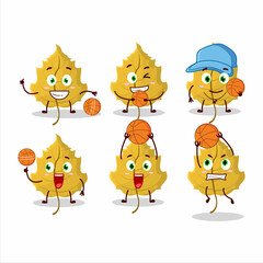 Talented hazel leaf cartoon character as a basketball athlete