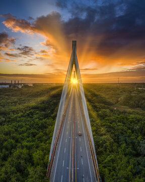 The Mauricio Baez Bridge during the sunrise in San Pedro de Macoris, Dominican Republic