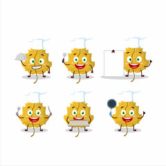 Cartoon character of hazel leaf with various chef emoticons