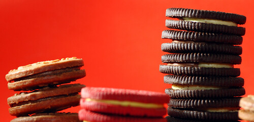 Close up of sandwich biscuit