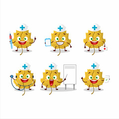 Doctor profession emoticon with hazel leaf cartoon character