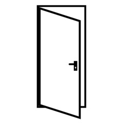Door linear icon on white background. door open sign. door symbol. flat style.