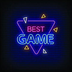 Best Game Neon Signs Style Text Vector