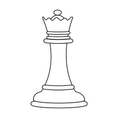 Queen chess piece outline vector illustration. American Chess Day concept.