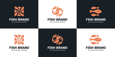 Fish modern logo design bundle