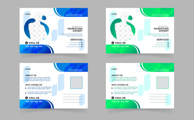 Digital marketing business postcard design. Postcard design template. real estate, business, template, postcard, layout, Corporate Professional Business Postcard Design, business card. flyer, poster.