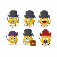 Cartoon character of hazel leaf with various pirates emoticons