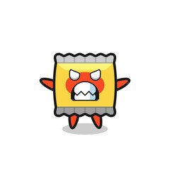 wrathful expression of the snack mascot character