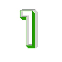 3d number 1 green, white background