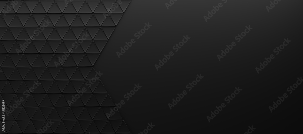 Poster abstract and illustration of black box or cube background,light and shadow with free space, 3d rende