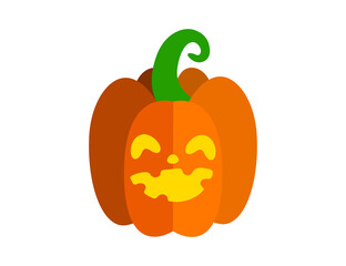 Halloween pumpkin with carved face. Halloween party decoration. Vector illustration isolated in white background
