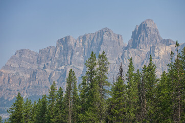 Castle Mountain with a slight Haze from Wildfire Smoke