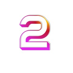 3d number 2 colorful, white background