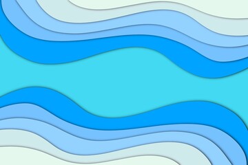 Abstract ocean blue wave paper cut effect for background.